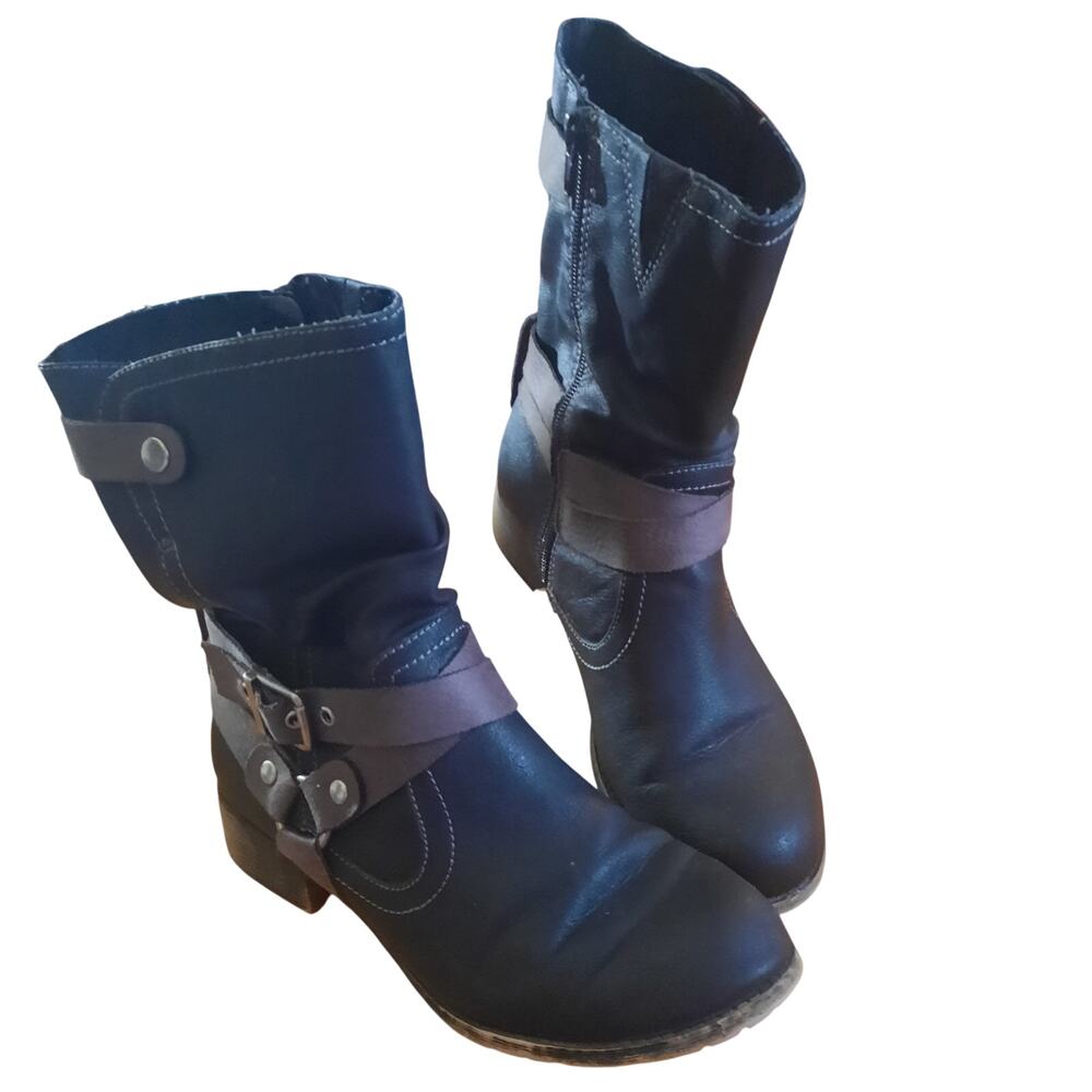 Maurices Rachel Strappy Faux Leather Womens Black Boot Size 8M